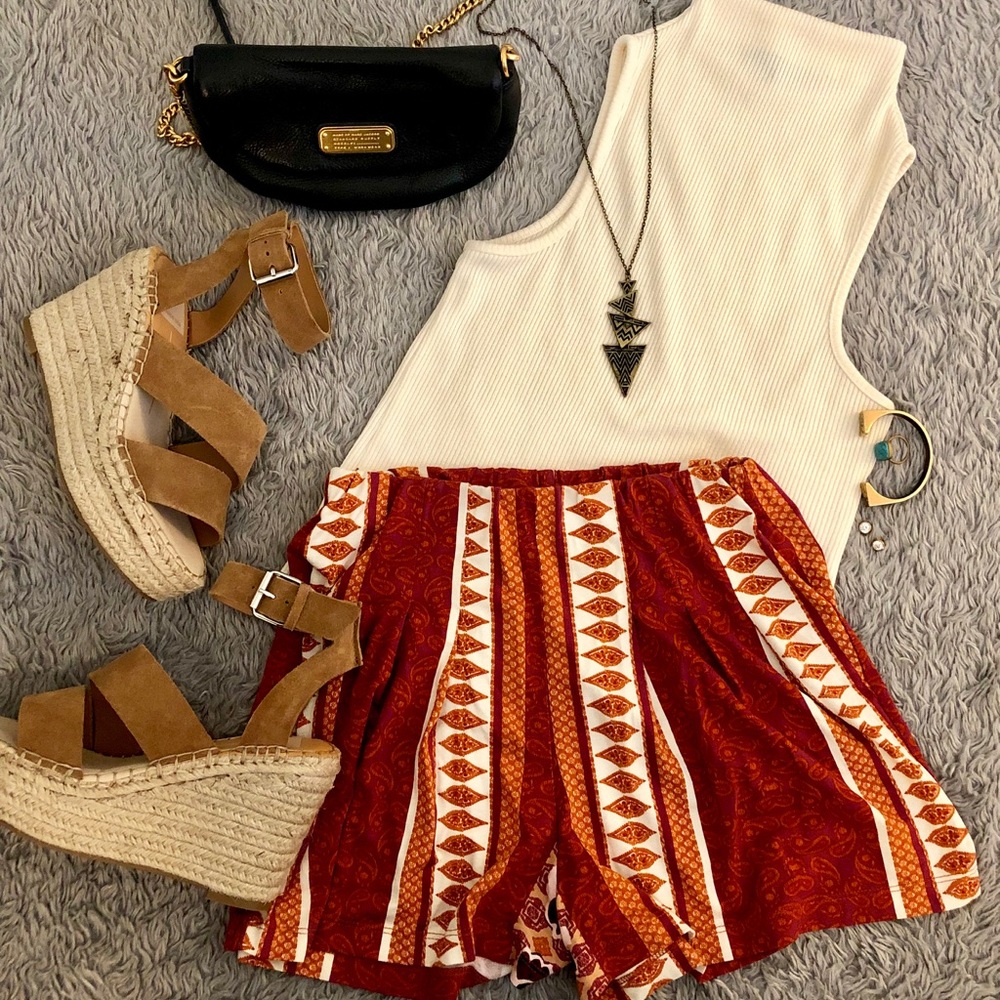 ASOS Pleated Culotte Short in Moroccan Border